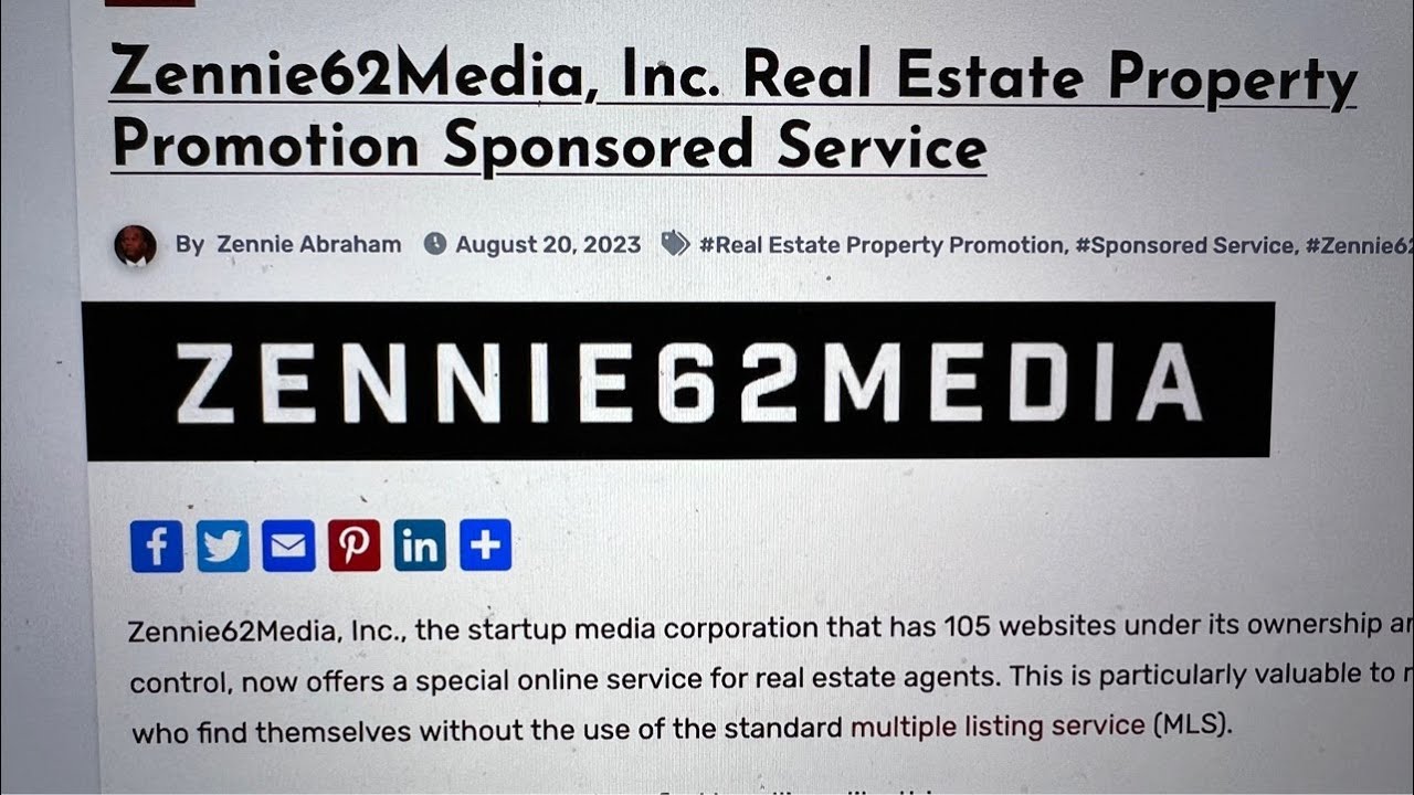 Zennie62media Real Estate Property Promotion Services Is Live Ready To Help Realtors – Vlog